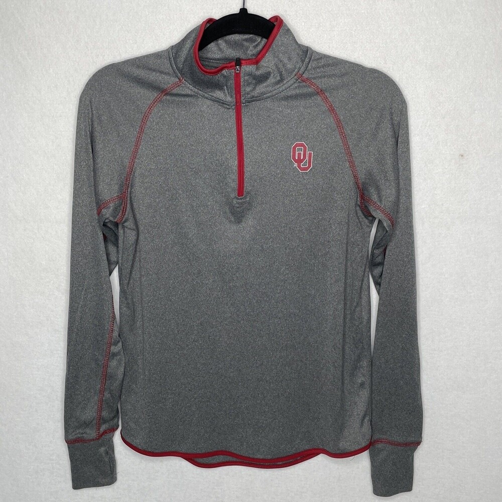 Colosseum Womens Oklahoma Sooners University Pullover 1/4 Zip Gray Size Medium
